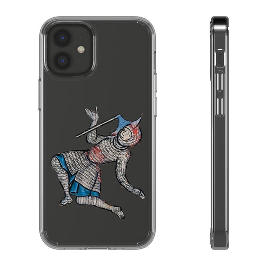 Dramatic Exit – Funny Medieval Knight Phone Case – Vintage Manuscript Illustration – Quirky Historical Art – Gothic iPhone Cover for Drama Enthusiasts
