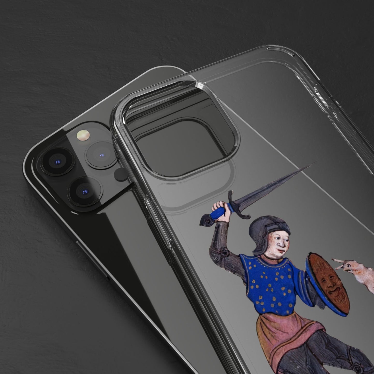 Knight vs Snail – Absurd Medieval Duel Phone Case – Illuminated Manuscript Meme Art