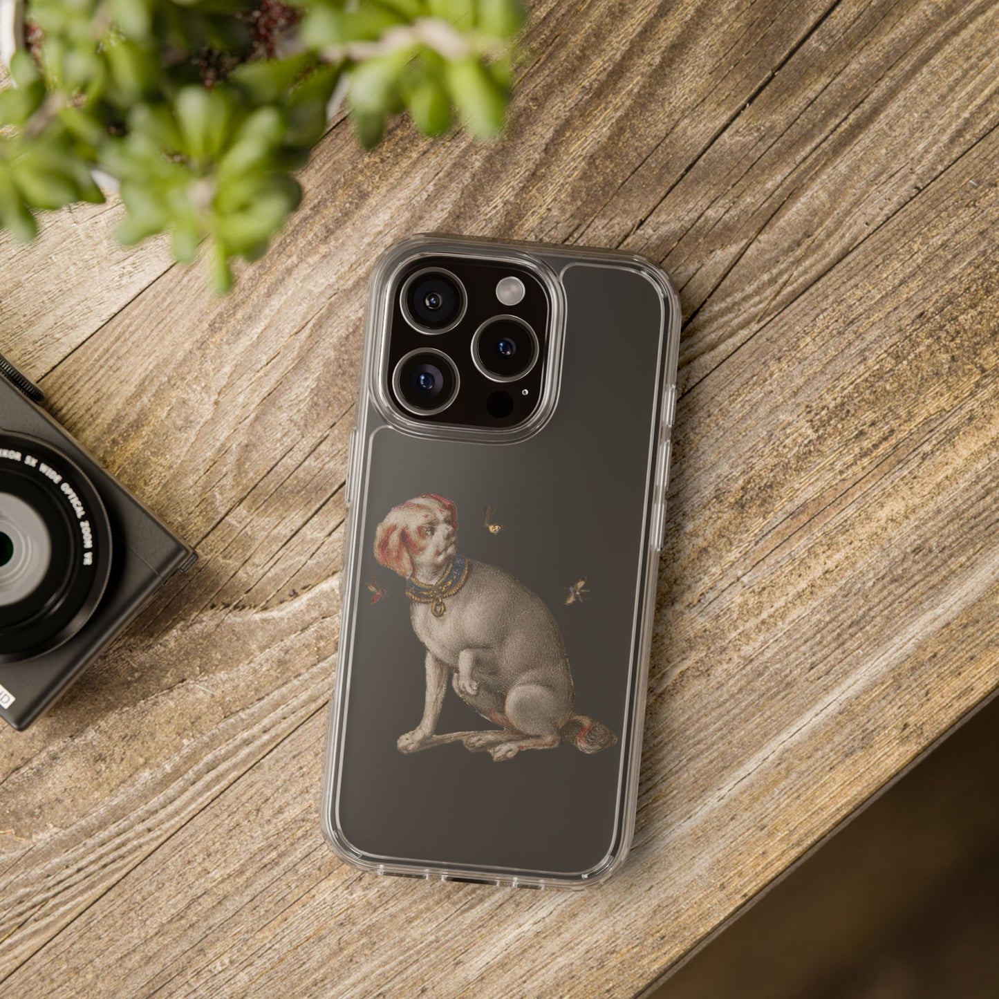 Regal Medieval Dog Phone Case – Vintage iPhone Cover with Crowned Dog & Bees – Whimsical Gothic Art Design