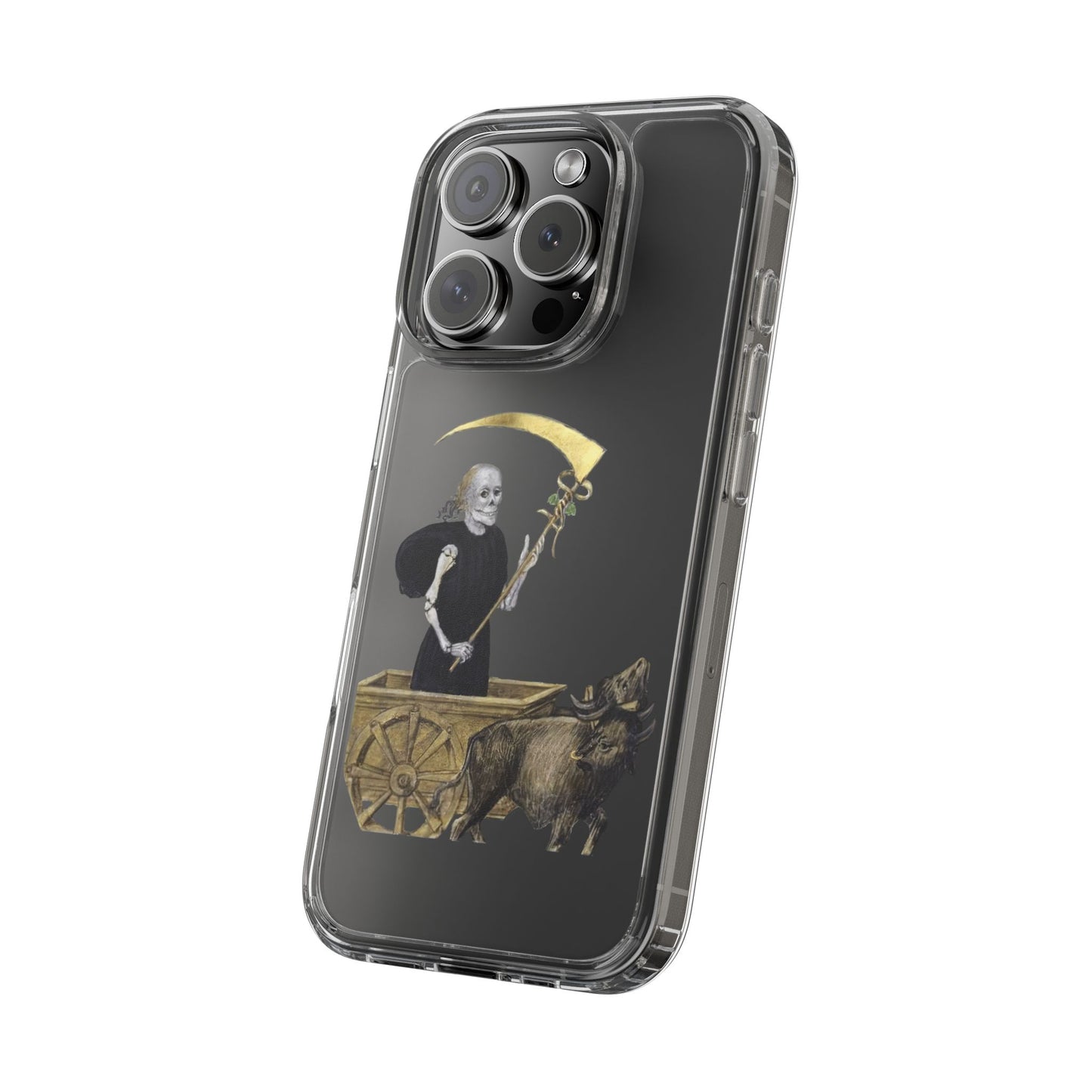 “Cart of Doom” – Medieval Death Phone Case – Skeleton in Cart with Scythe – Gothic Marginalia Art iPhone Samsung Cover – Dark Academic Gift for History Lovers
