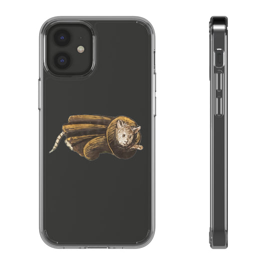 Barrel Cat – Medieval Stealth Mode Activated, Cat-Inspired Clear Phone Case, Cute Cat Phone Cover, Unique Phone Case Design