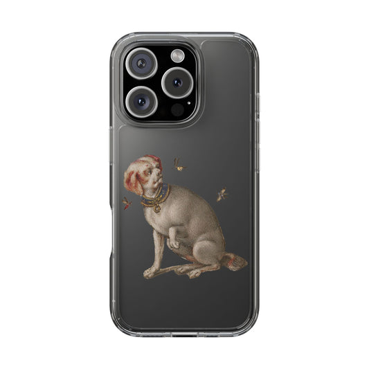 Regal Medieval Dog Phone Case – Vintage iPhone Cover with Crowned Dog & Bees – Whimsical Gothic Art Design