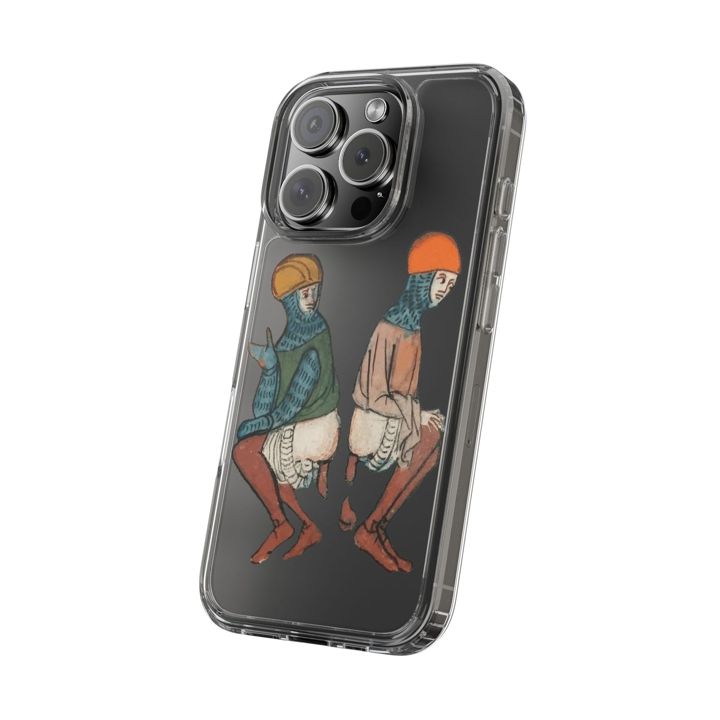 Back-to-Back Brilliance – Funny Medieval Knight Phone Case – Weird Historical Art – Quirky iPhone Cover – Manuscript Meme Gift for History Lovers