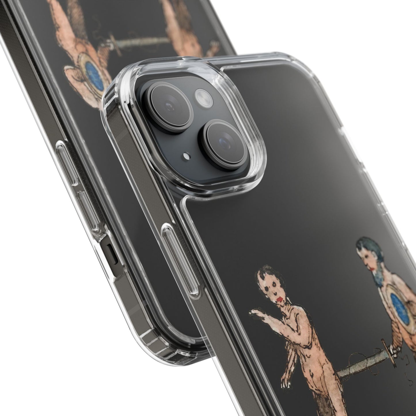 Weaponised Weirdness – Medieval Manuscript Phone Case – Absurd Historical Art iPhone Cover – Funny Naked Sword Fight Illustration – Gift for Brave Nerds