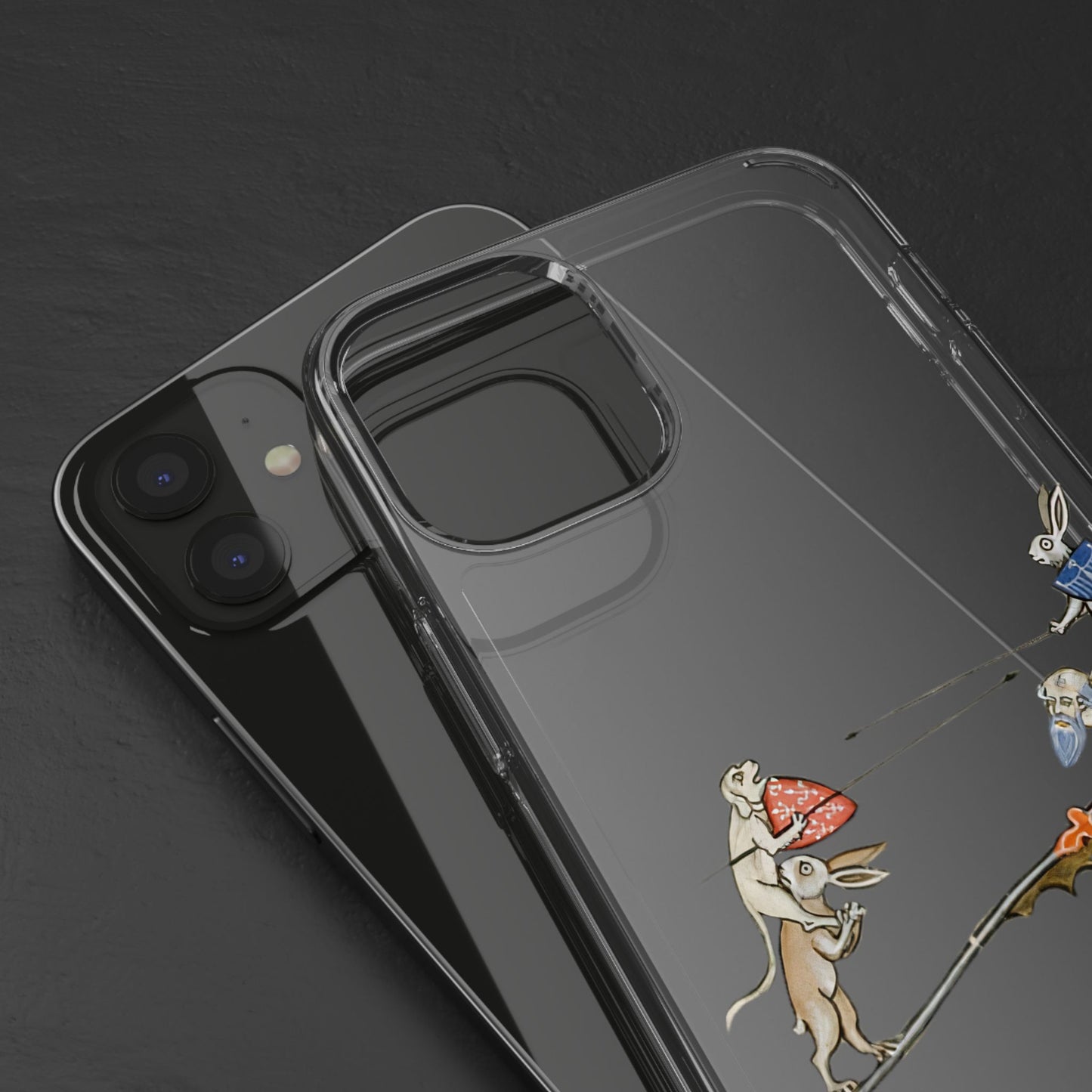 “Bunny Joust” – Medieval Manuscript Madness Phone Case – Rabbits, Monkeys & Snail Knights