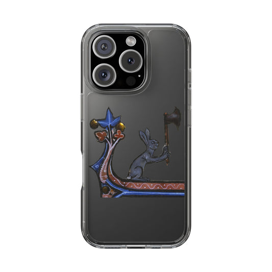 “Killer Bunny with an Axe” – Medieval Marginalia Phone Case – Feral Rabbit Chaos – Historical Violence, Cute Edition