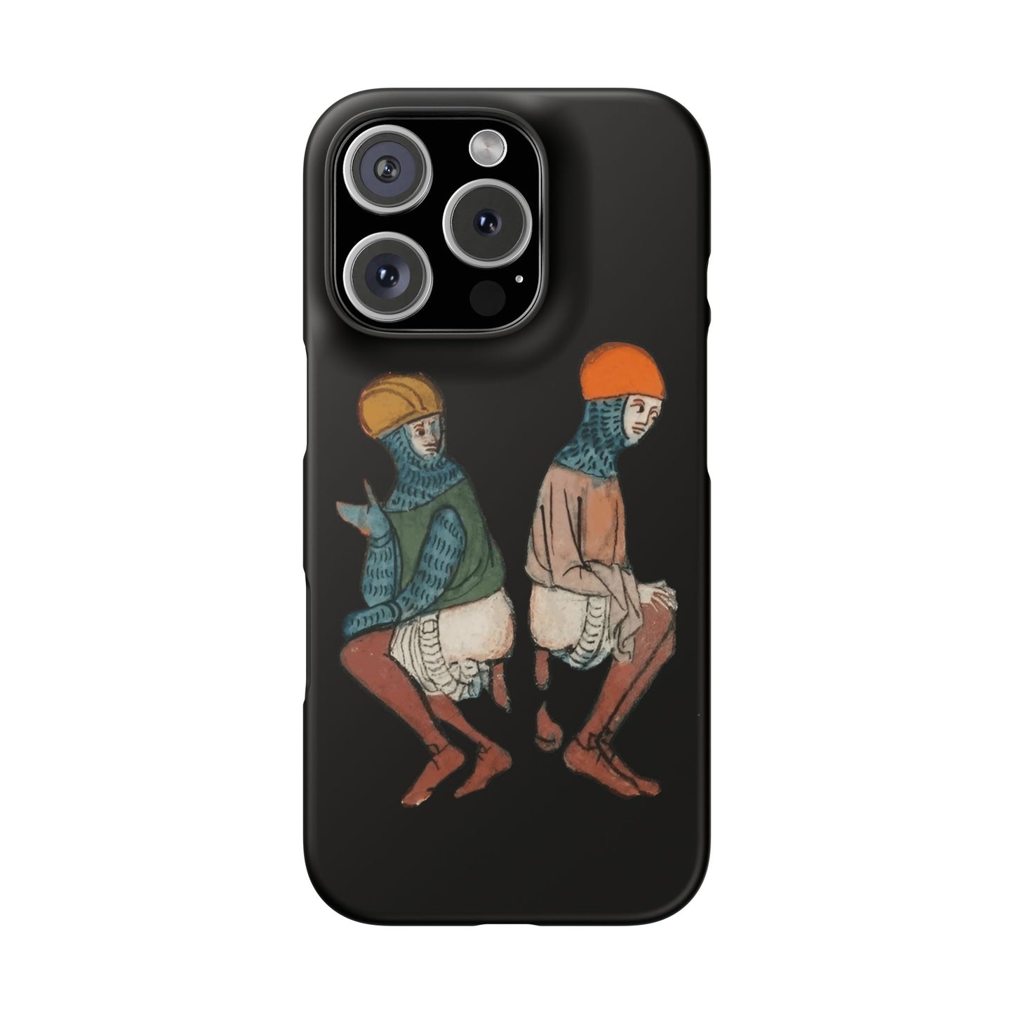 Back-to-Back Brilliance - Funny Medieval Knight Case - Weird Historical Art - Quirky Phone Cover - Manuscript Meme Gift for History Lovers