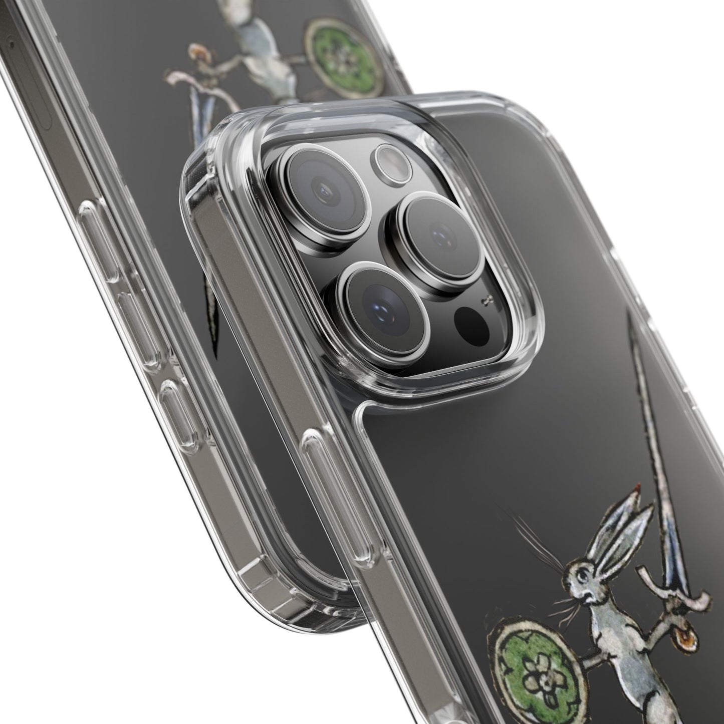 Bunny of War – Medieval Rabbit Knight Phone Case – Sword & Shield Manuscript Marginalia Design