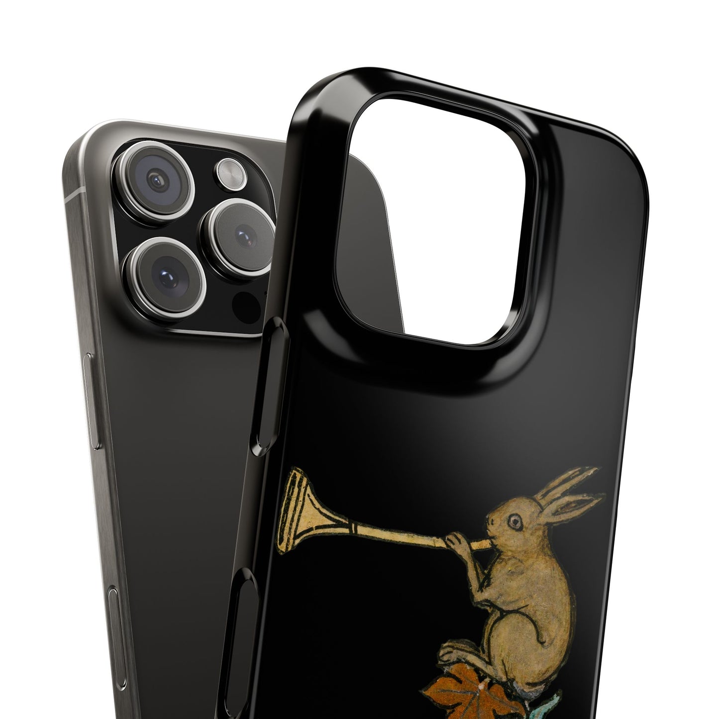 Horn Blower Bunny – Medieval Rabbit Musician Phone Case – Whimsical Manuscript Marginalia – Funny Historical Animal Gift