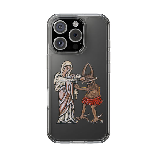Funny Medieval Demon Phone Case – Weird Marginalia Art History Phone Cover - Gothic Aesthetic Clear Case for iPhone and Samsung