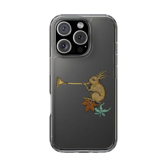 Horn Blower Bunny – Medieval Rabbit Musician Phone Case – Whimsical Manuscript Marginalia – Funny Historical Animal Gift