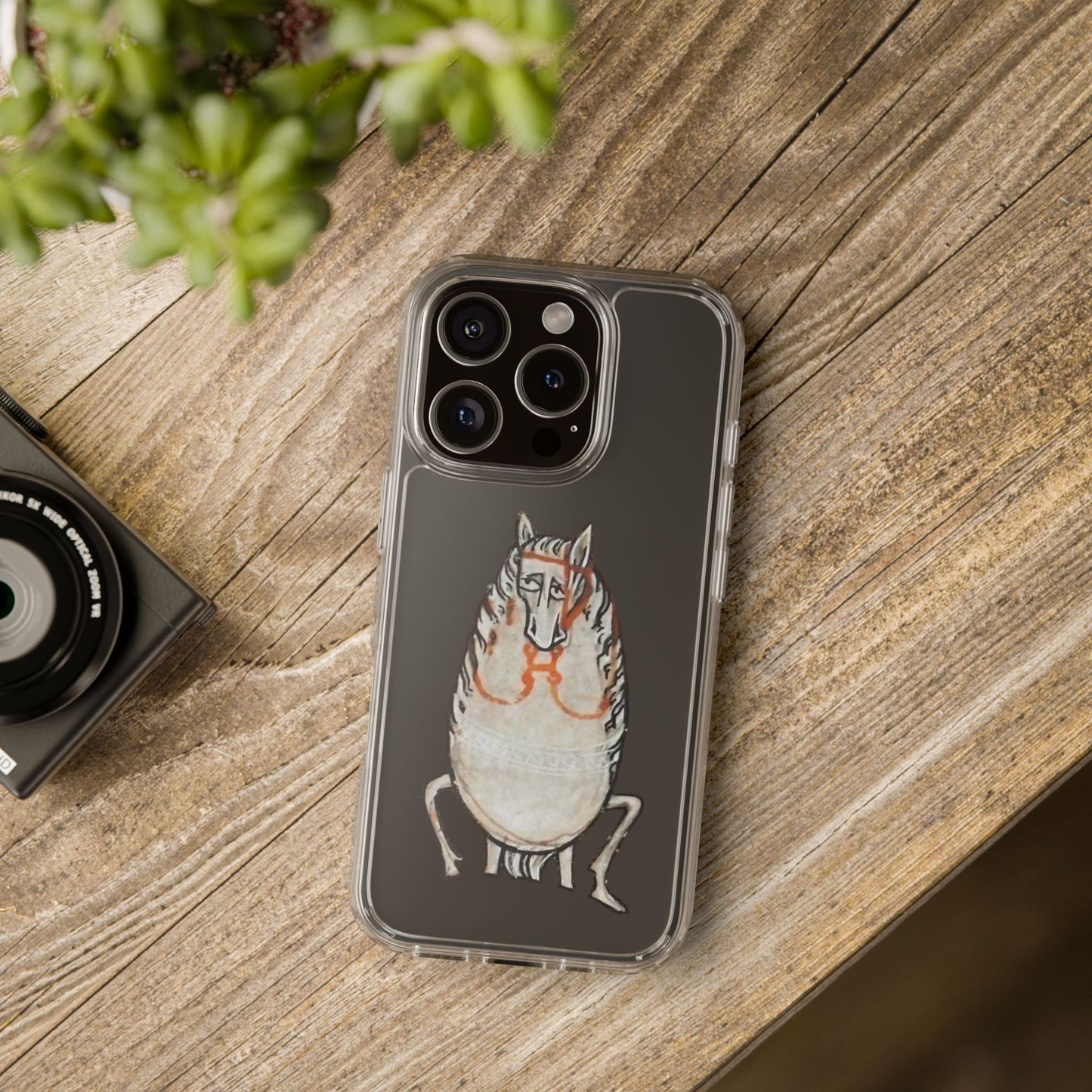 Medieval Scared Egg Horse Phone Case – Funny iPhone Cover – Weird Horse Art – Quirky Gift for Animal Lovers & History Nerds