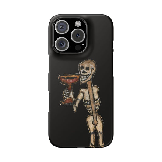 Medieval Skeleton Phone Case – Dancing Death with Goblet - Skeleton Cheers Snap Case - Fun Skeleton Design - Unique Gift - Spooky Vibes