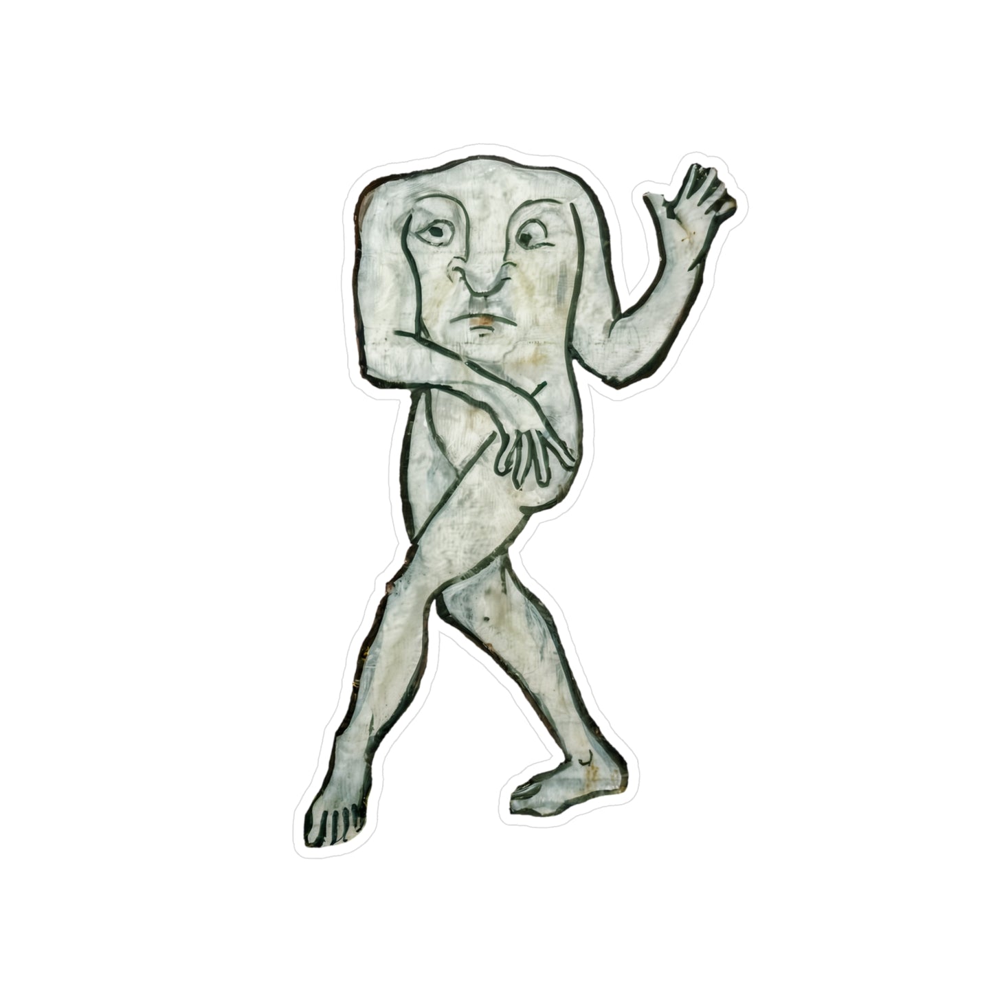 Dancing Medieval Man Sticker – Funny Gothic Marginalia Art – Weird Vintage Manuscript Aesthetic – Historical Notebook Laptop Sticker