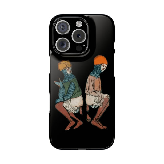 Back-to-Back Brilliance - Funny Medieval Knight Case - Weird Historical Art - Quirky Phone Cover - Manuscript Meme Gift for History Lovers