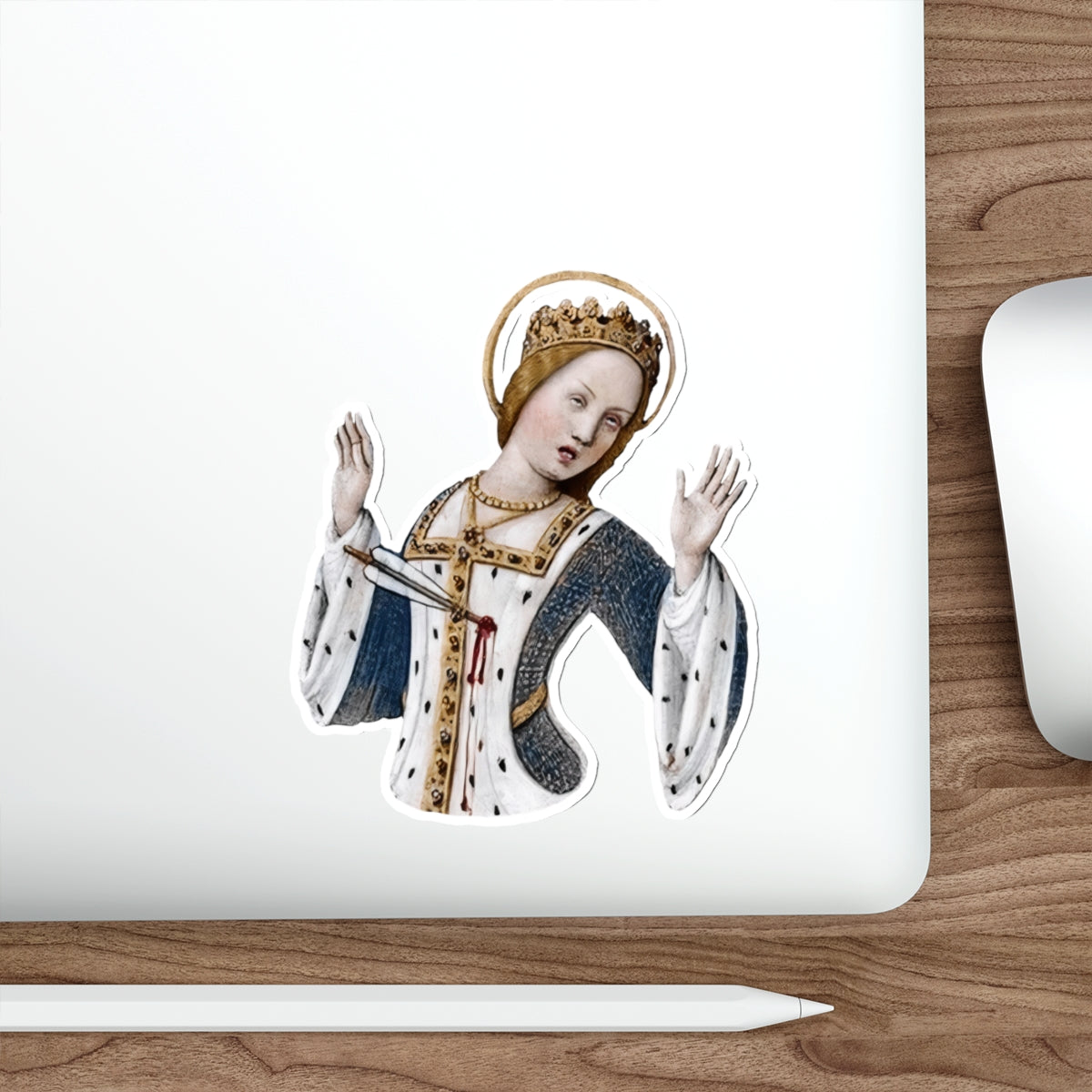 Over It, Your Majesty – Medieval Queen Phone Case – Illuminated Manuscript Snark Gift - Die-Cut Stickers - Regal Wounded Medieval Queen Side-Eye Martyr - Weird Art