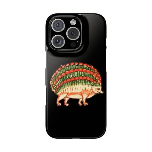 Medieval Art Phone Case – Whimsical Hedgehog iPhone Cover – Vintage Animal Illustration – Quirky Gift for Fantasy Lovers