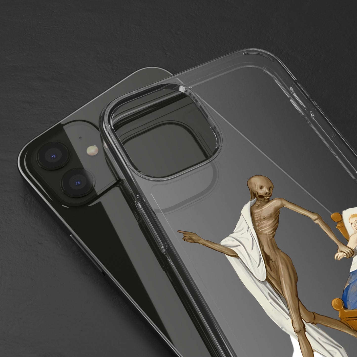 Dark Humour Medieval Art Phone Case – Death Visits Sick Man – Funny Phone Cover