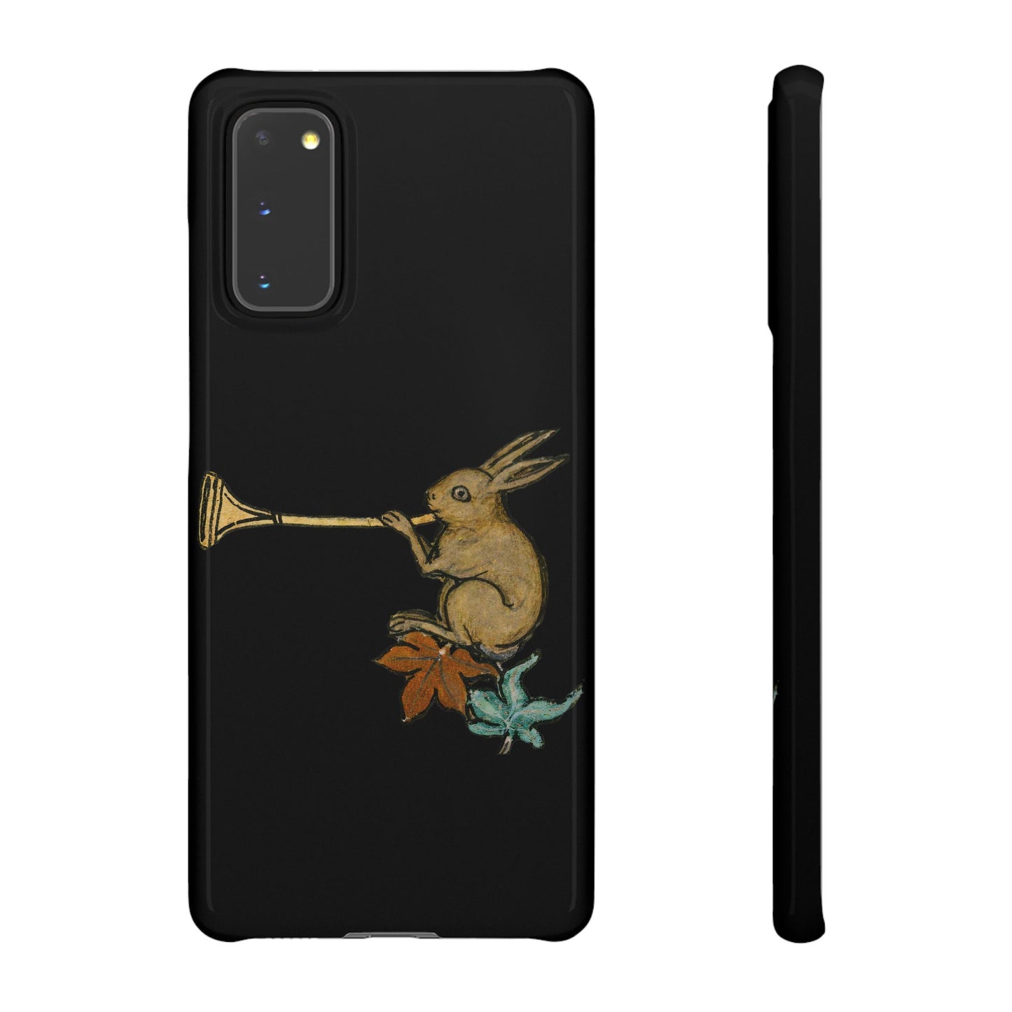 Horn Blower Bunny – Medieval Rabbit Musician Phone Case – Whimsical Manuscript Marginalia – Funny Historical Animal Gift