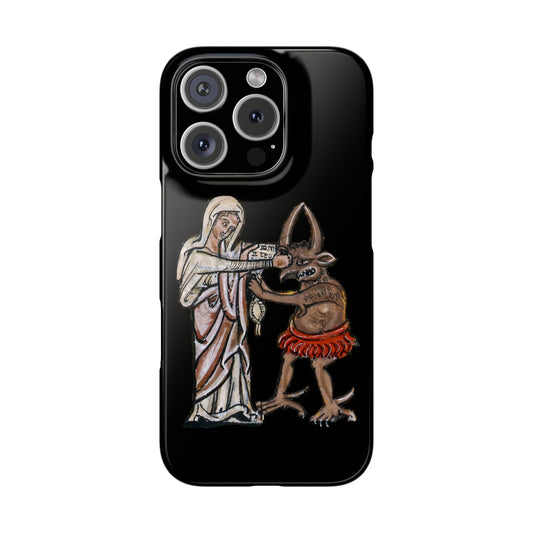 Funny Medieval Demon Phone Case - Weird Marginalia Art History Snap Cover | Gothic Aesthetic Clear Case for iPhone and Samsung