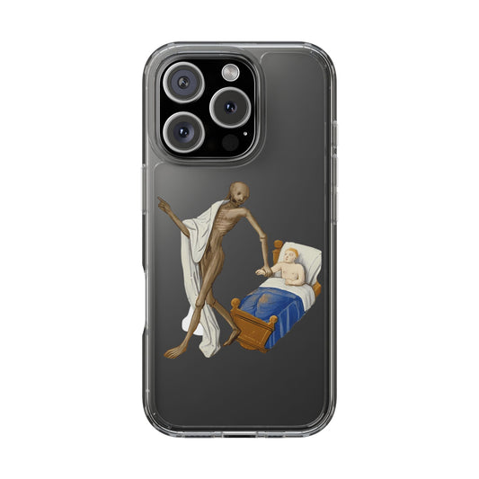Dark Humour Medieval Art Phone Case – Death Visits Sick Man – Funny Phone Cover