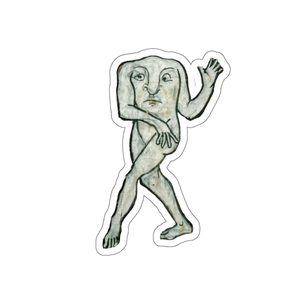 Dancing Medieval Man Sticker – Funny Gothic Marginalia Art – Weird Vintage Manuscript Aesthetic – Historical Notebook Laptop Sticker