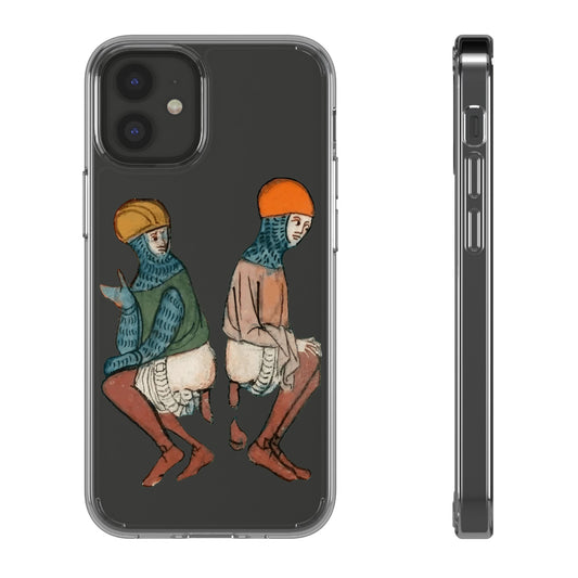 Back-to-Back Brilliance – Funny Medieval Knight Phone Case – Weird Historical Art – Quirky iPhone Cover – Manuscript Meme Gift for History Lovers