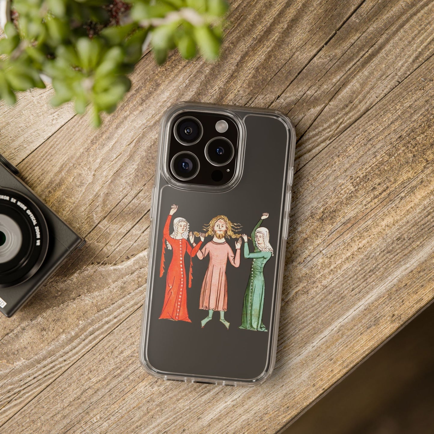 Medieval Hair Pull Party – Funny Historical Phone Case – Weird Manuscript Art iPhone Cover – Quirky Gift for History Nerds & Drama Queens