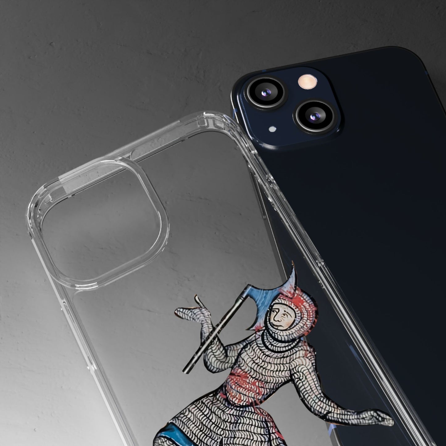 Dramatic Exit – Funny Medieval Knight Phone Case – Vintage Manuscript Illustration – Quirky Historical Art – Gothic iPhone Cover for Drama Enthusiasts