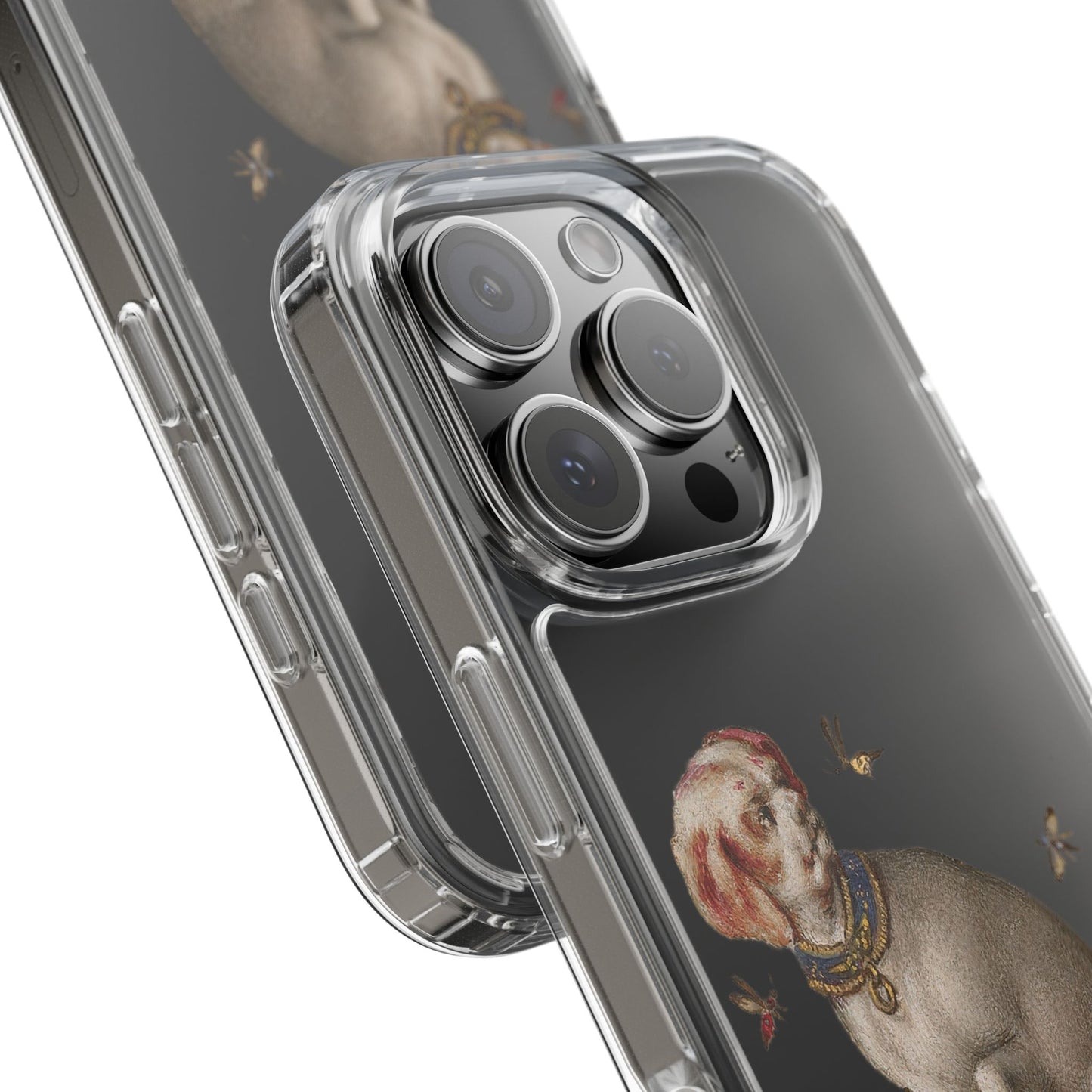 Regal Medieval Dog Phone Case – Vintage iPhone Cover with Crowned Dog & Bees – Whimsical Gothic Art Design