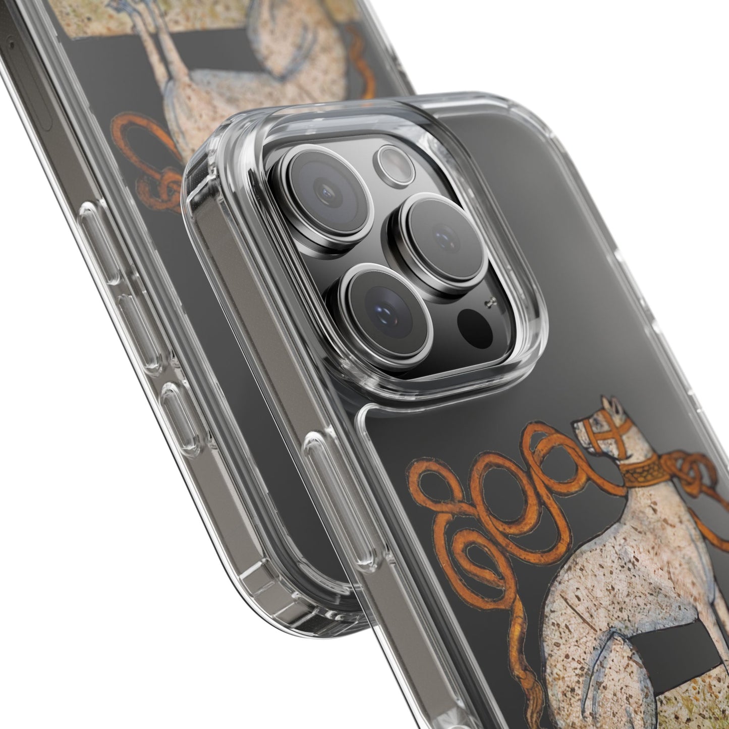 Medieval Greyhound Phone Case – Marginalia Dog with Ornate Leash