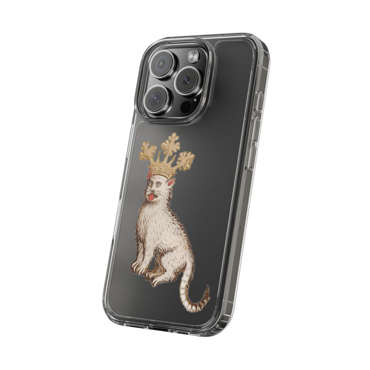 Lick the Crown – Medieval Cat Phone Case – Funny Royal Animal Cover – Whimsical Manuscript Illustration – Unique Gift for Cat Lovers & History Fans