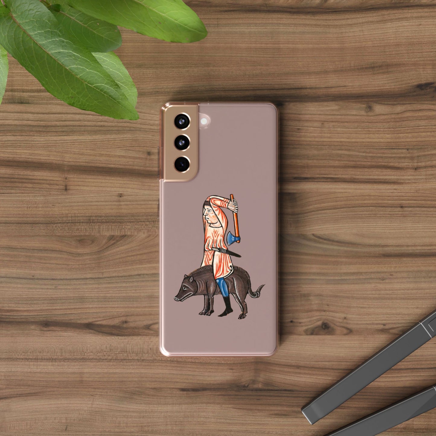 Medieval Boar Rider Phone Case – Funny Historical Art iPhone Cover – Weird Axe Man Illustration for Fantasy & Meme Fans
