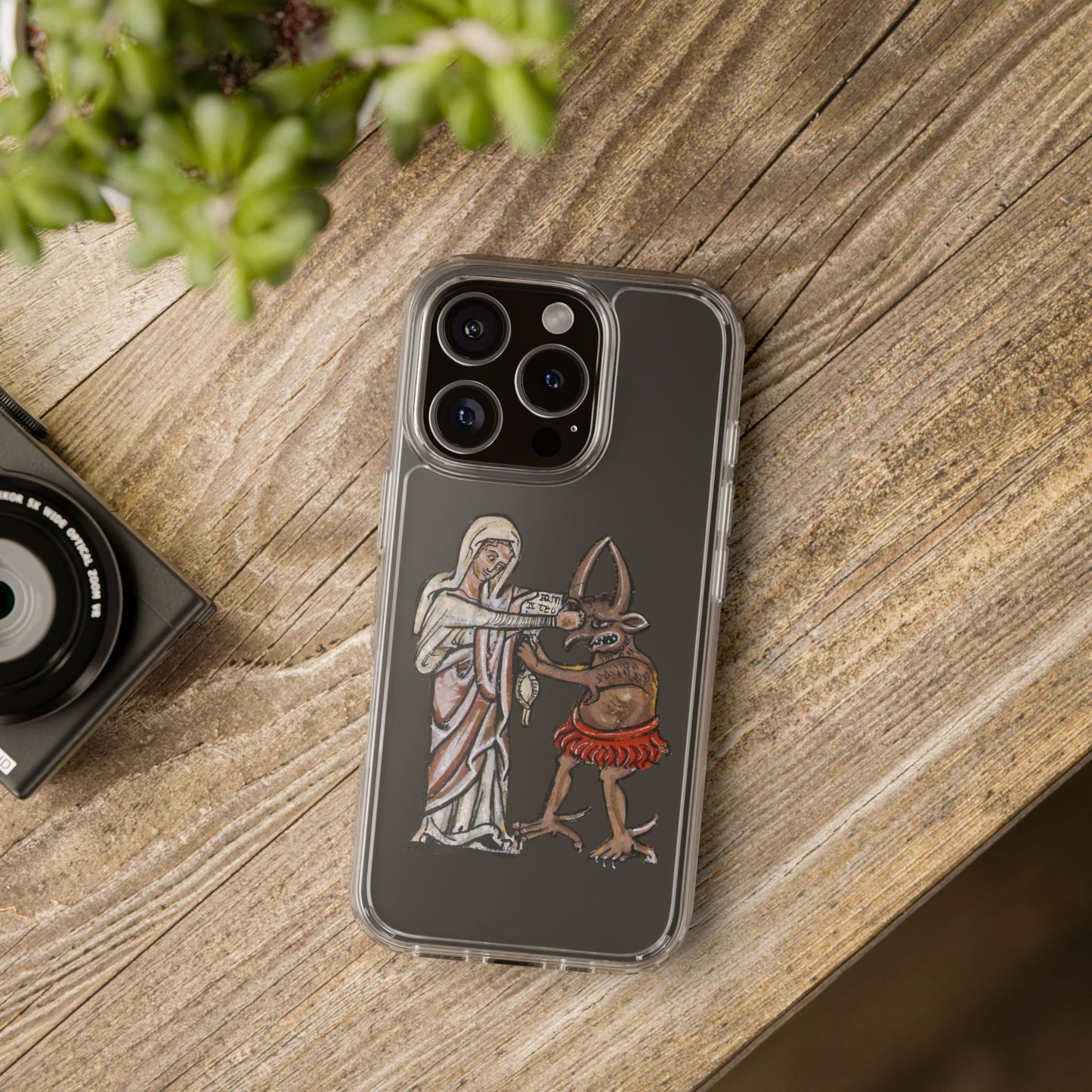 Funny Medieval Demon Phone Case – Weird Marginalia Art History Phone Cover - Gothic Aesthetic Clear Case for iPhone and Samsung