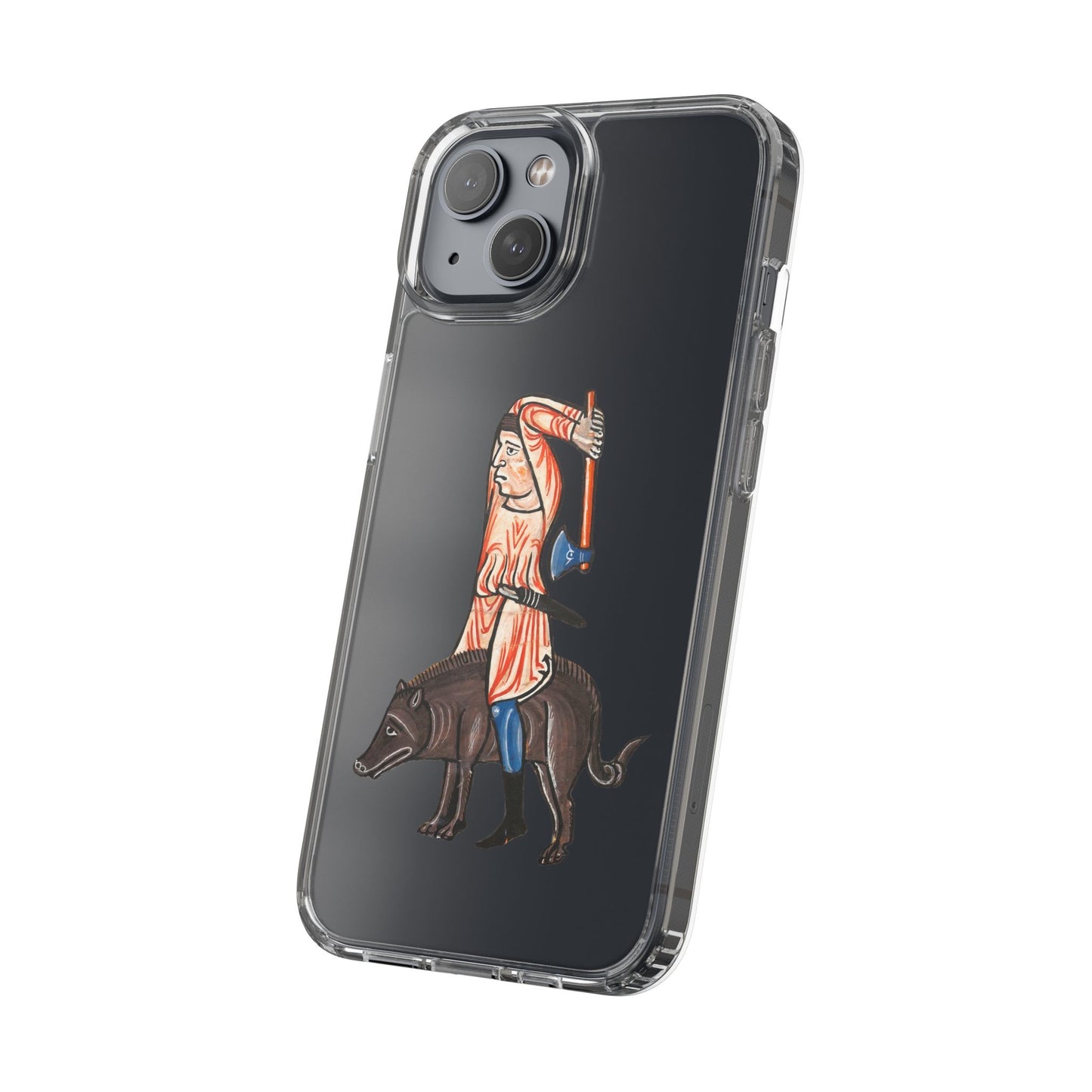Medieval Boar Rider Phone Case – Funny Historical Art iPhone Cover – Weird Axe Man Illustration for Fantasy & Meme Fans