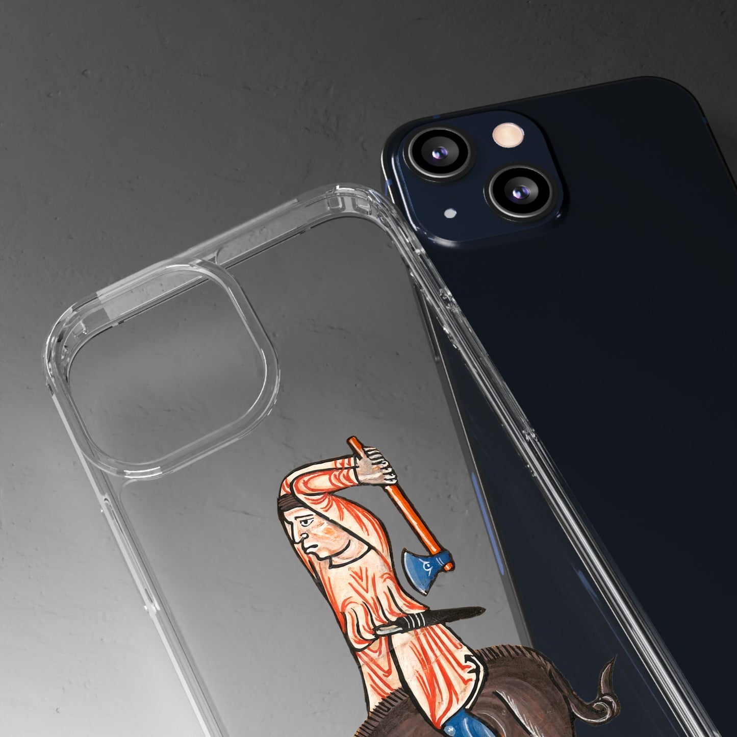 Medieval Boar Rider Phone Case – Funny Historical Art iPhone Cover – Weird Axe Man Illustration for Fantasy & Meme Fans