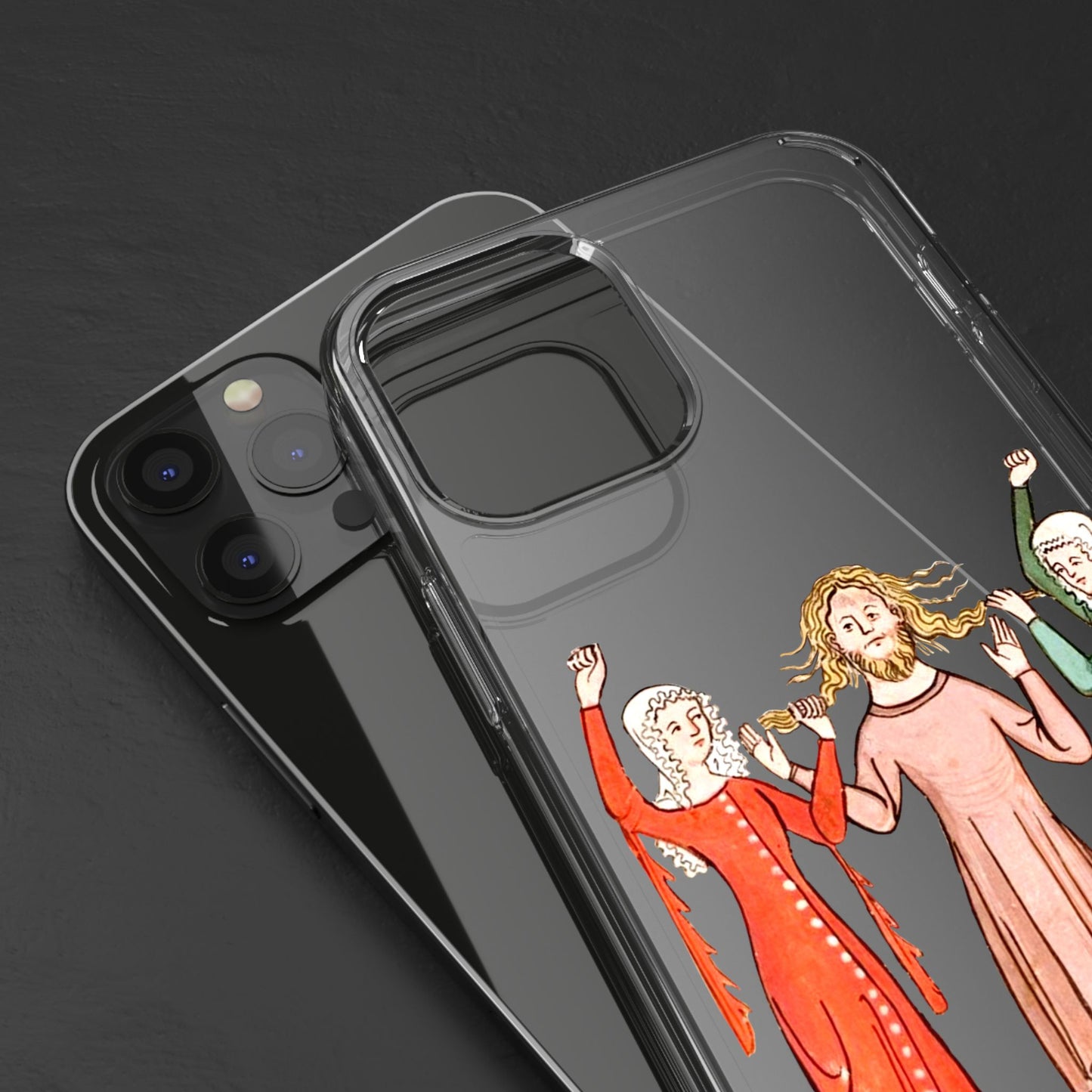 Medieval Hair Pull Party – Funny Historical Phone Case – Weird Manuscript Art iPhone Cover – Quirky Gift for History Nerds & Drama Queens