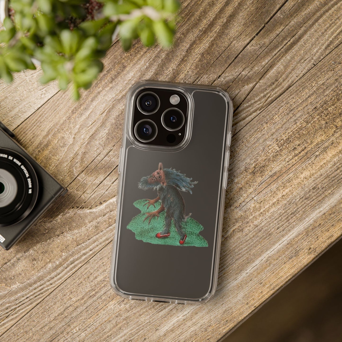 Medieval Monster in Red Heels Phone Case – Funny iPhone Cover – Weird Wolf Demon Art – Gothic Creature Aesthetic – Quirky Gift for Oddball Souls