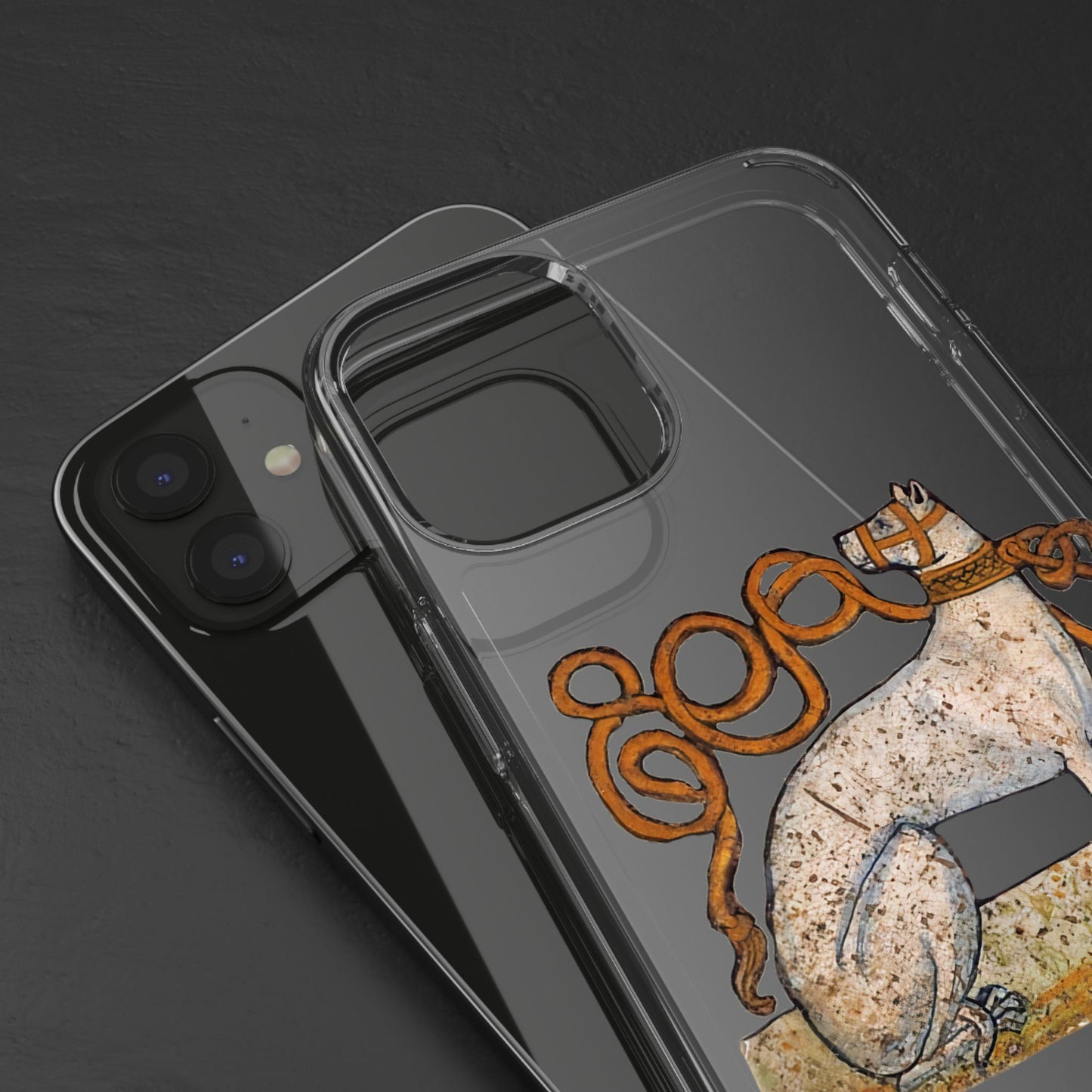 Medieval Greyhound Phone Case – Marginalia Dog with Ornate Leash