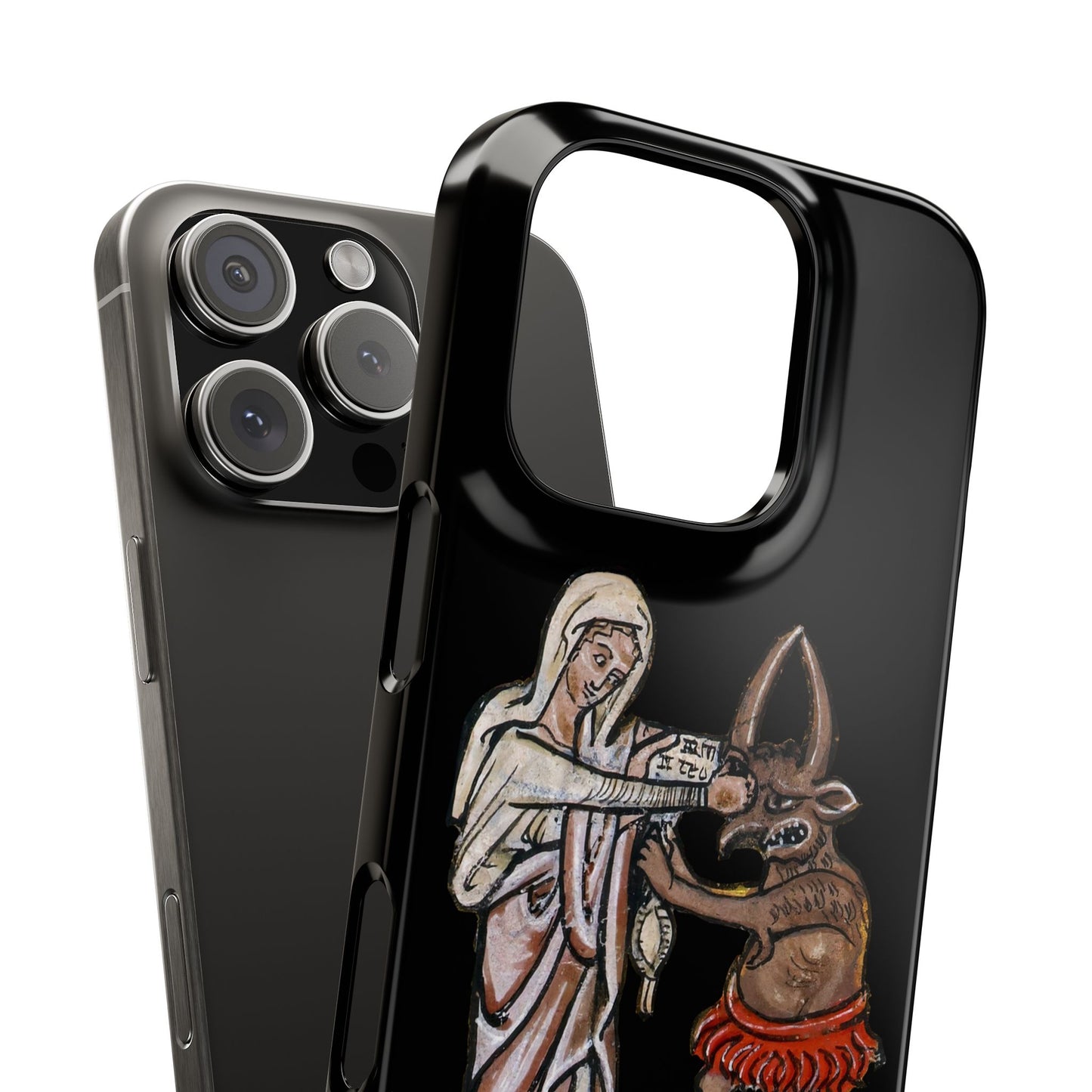 Funny Medieval Demon Phone Case - Weird Marginalia Art History Snap Cover | Gothic Aesthetic Clear Case for iPhone and Samsung