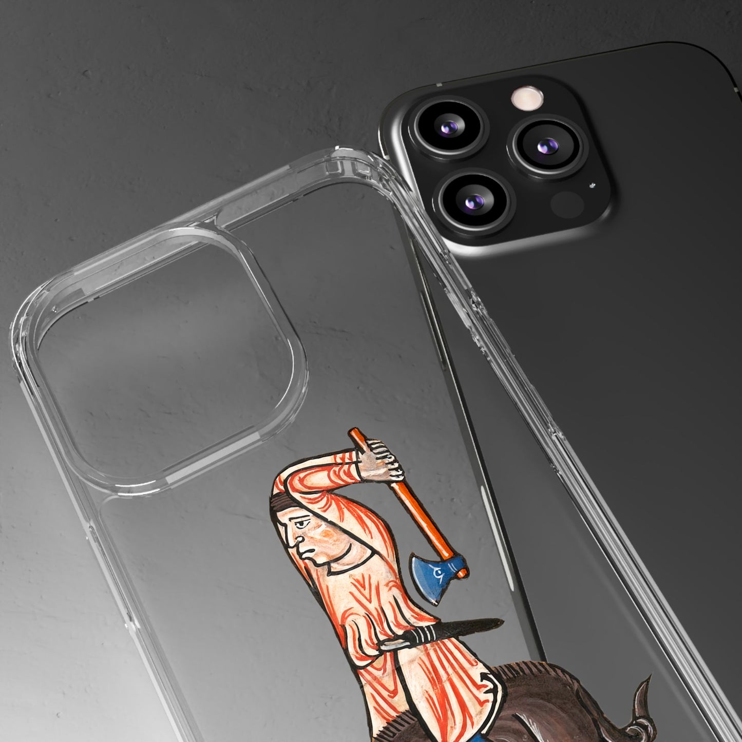 Medieval Boar Rider Phone Case – Funny Historical Art iPhone Cover – Weird Axe Man Illustration for Fantasy & Meme Fans
