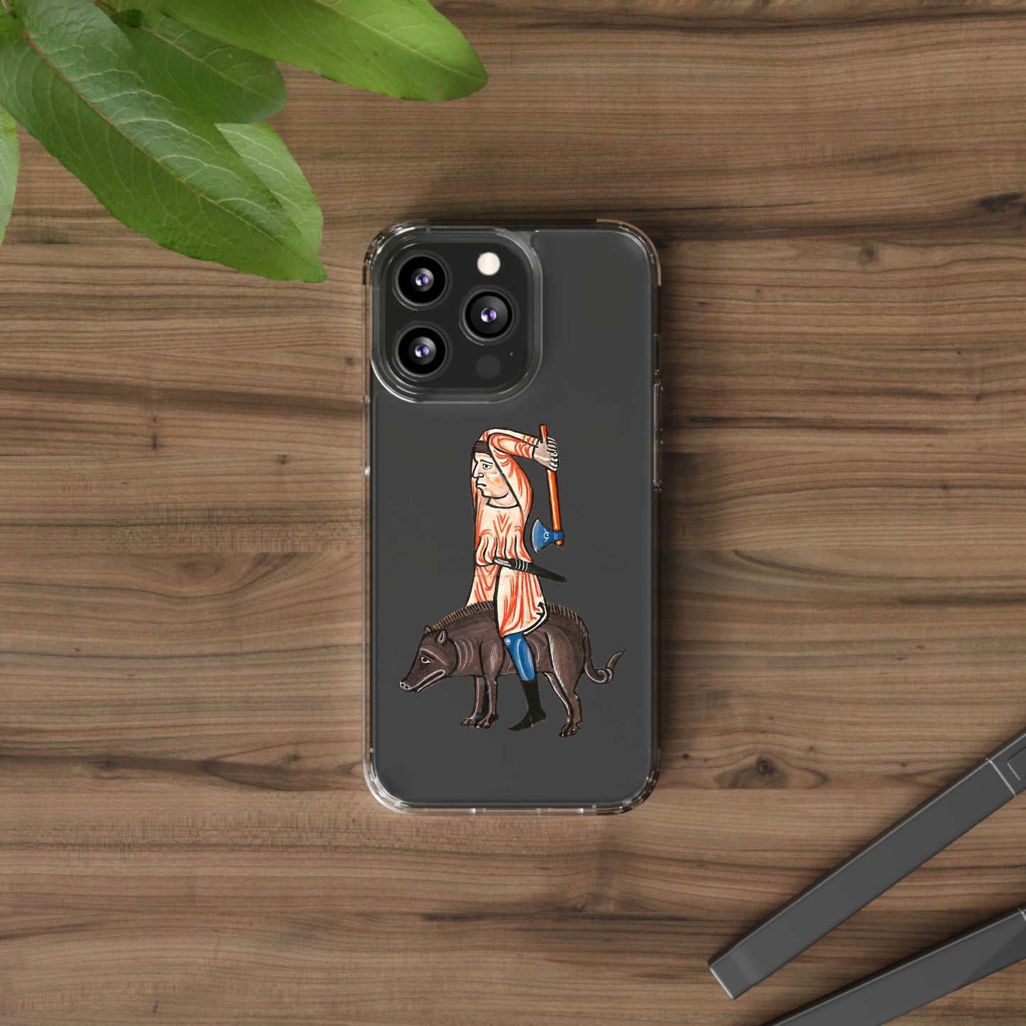 Medieval Boar Rider Phone Case – Funny Historical Art iPhone Cover – Weird Axe Man Illustration for Fantasy & Meme Fans