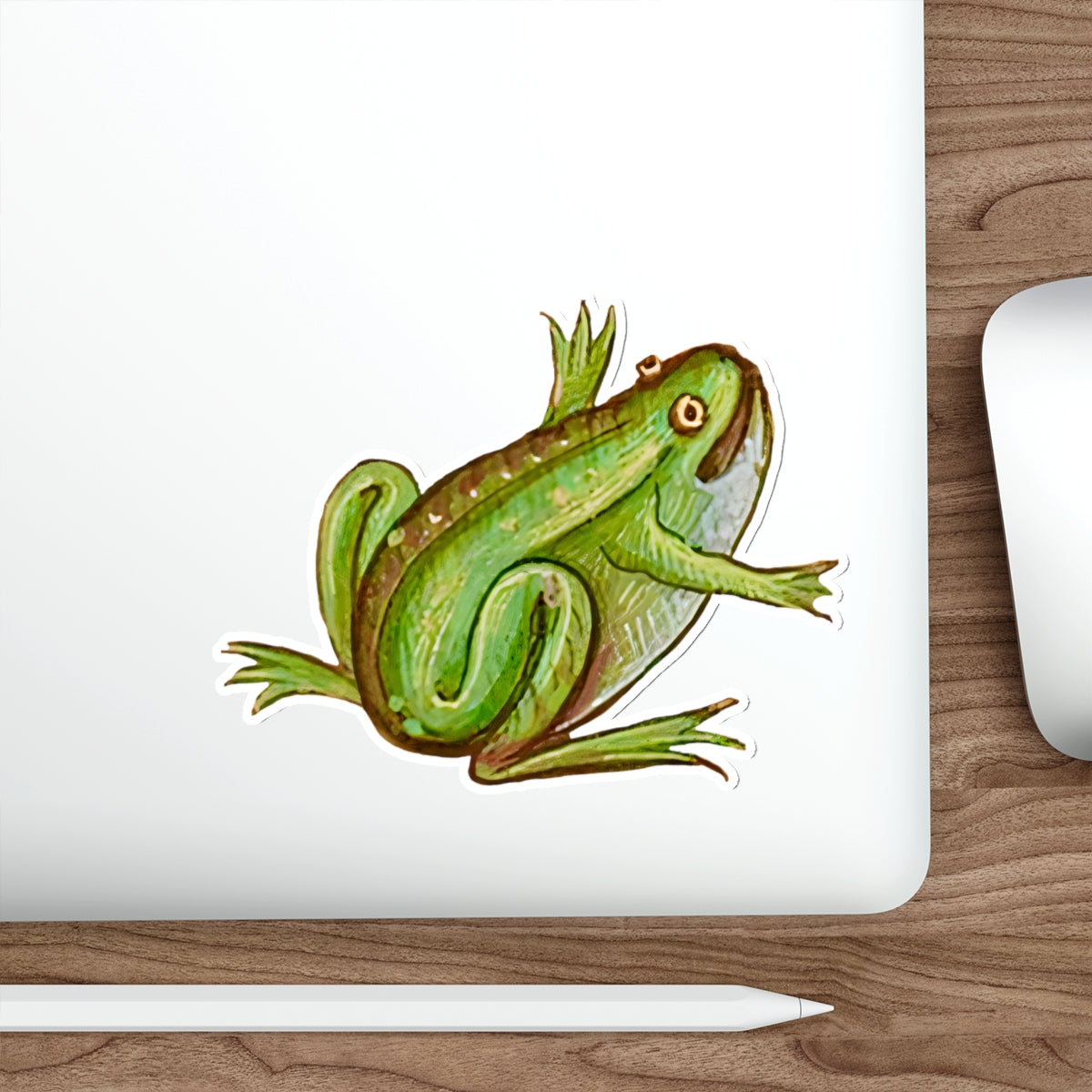Medieval Frog Sticker – Green Frog Medieval Marginalia Sticker – Funny Weird Frog Art – Quirky Aesthetic Laptop Sticker – Amphibian Decal