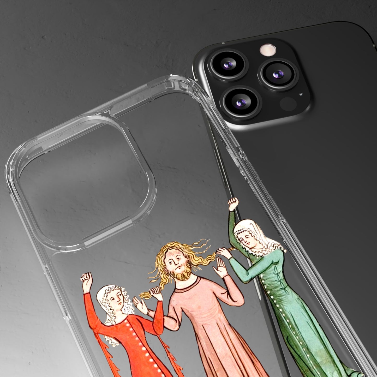 Medieval Hair Pull Party – Funny Historical Phone Case – Weird Manuscript Art iPhone Cover – Quirky Gift for History Nerds & Drama Queens