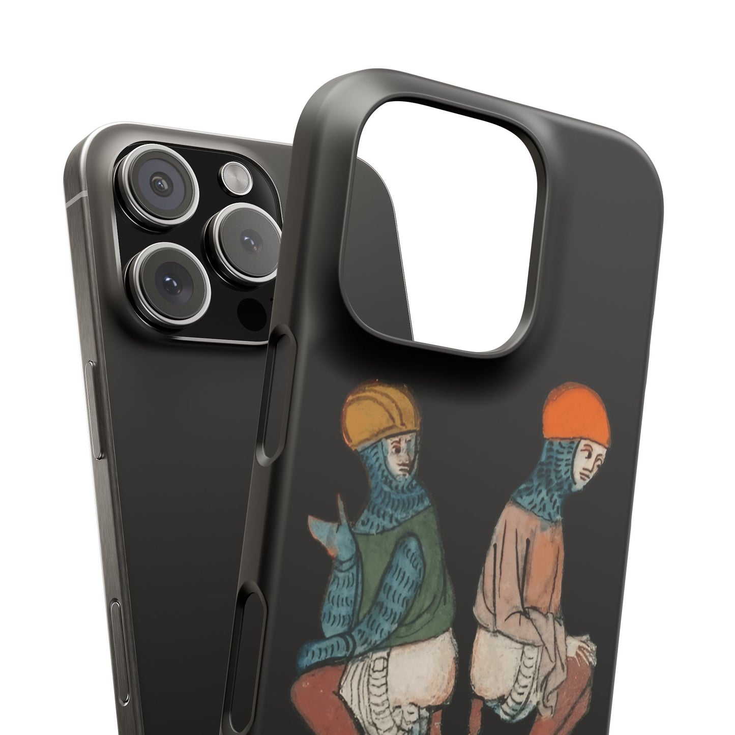 Back-to-Back Brilliance - Funny Medieval Knight Case - Weird Historical Art - Quirky Phone Cover - Manuscript Meme Gift for History Lovers