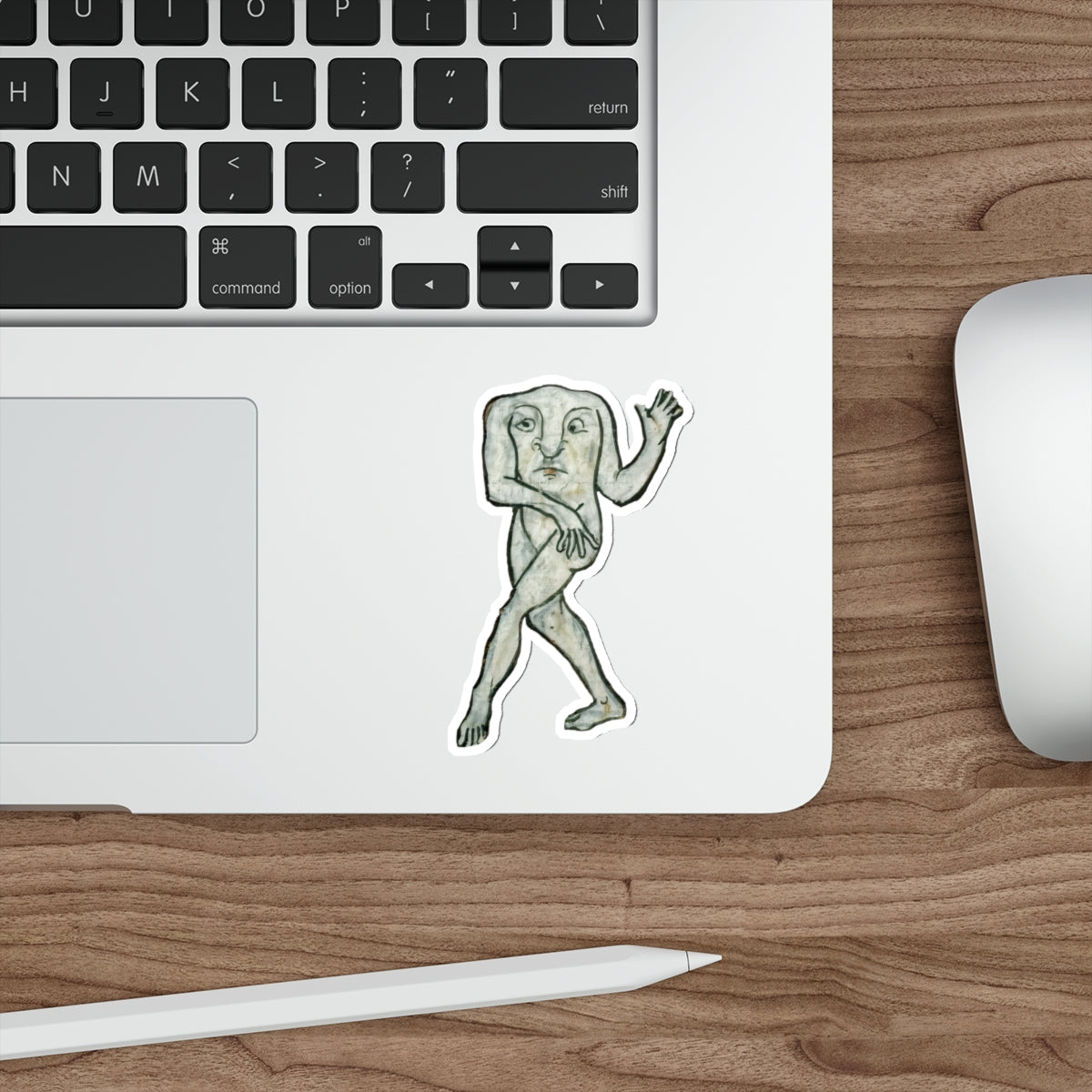 Dancing Medieval Man Sticker – Funny Gothic Marginalia Art – Weird Vintage Manuscript Aesthetic – Historical Notebook Laptop Sticker