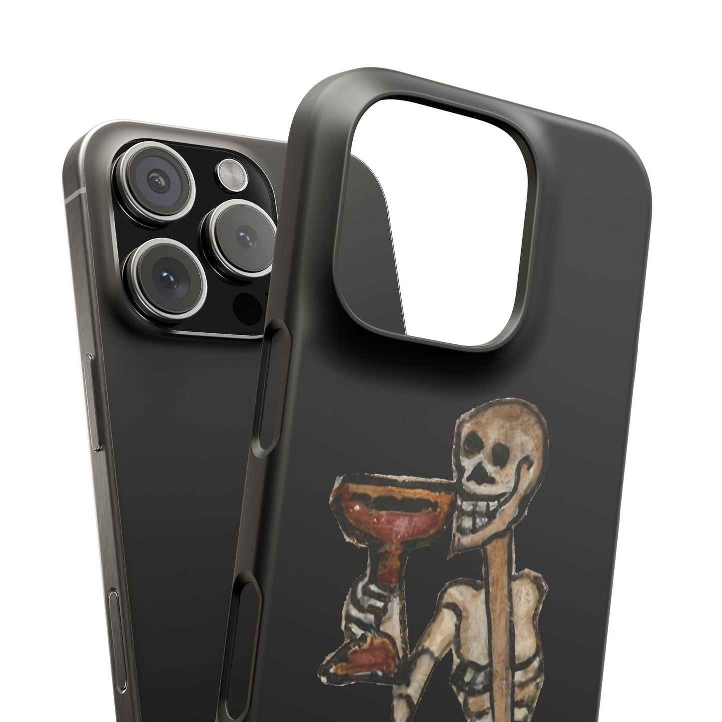 Medieval Skeleton Phone Case – Dancing Death with Goblet - Skeleton Cheers Snap Case - Fun Skeleton Design - Unique Gift - Spooky Vibes