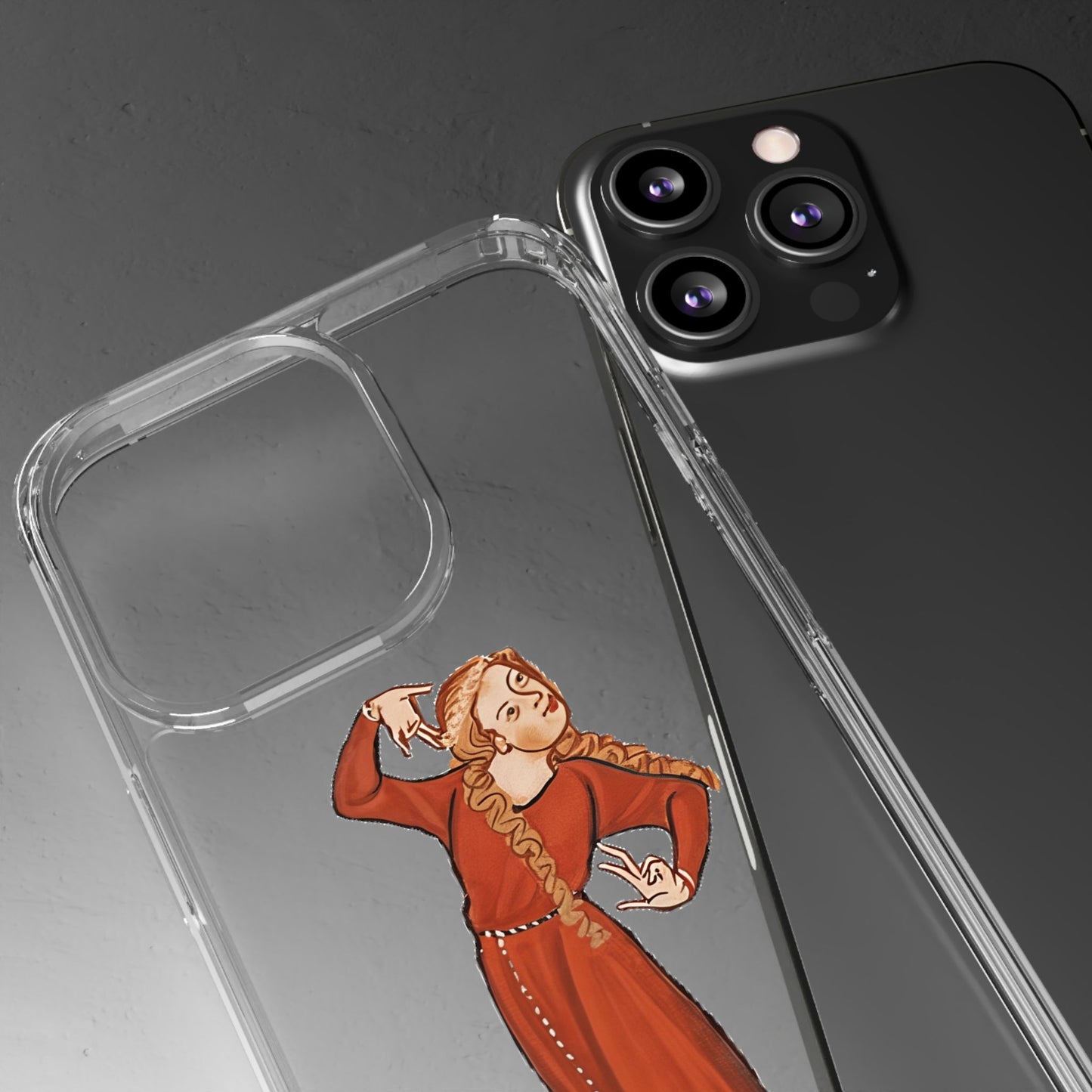 Drama in Scarlet – Medieval Lady Pose Phone Case