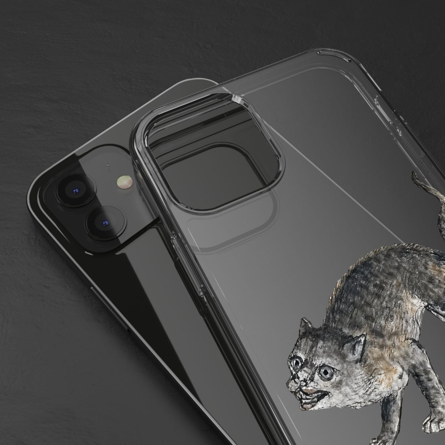 Anxious Cat Energy – Medieval Animal Art Phone Case – Funny Historical iPhone Cover – Weird Manuscript Cat Gift – Quirky Accessory for Cat Lovers