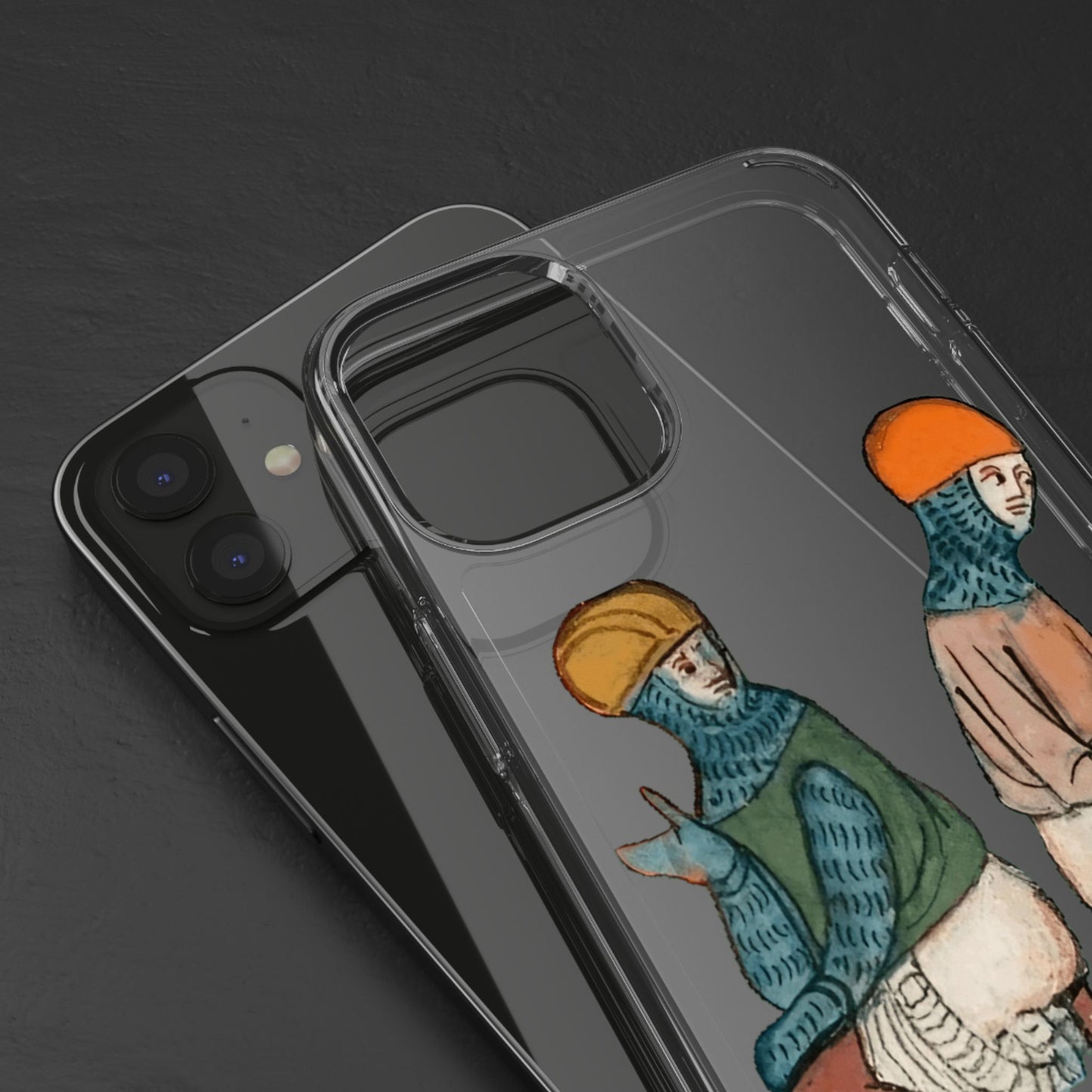 Back-to-Back Brilliance – Funny Medieval Knight Phone Case – Weird Historical Art – Quirky iPhone Cover – Manuscript Meme Gift for History Lovers
